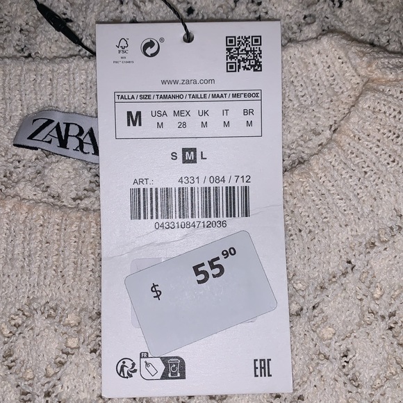 NWT Zara Pointelle Ruffle Knit Top - Picture 16 of 17